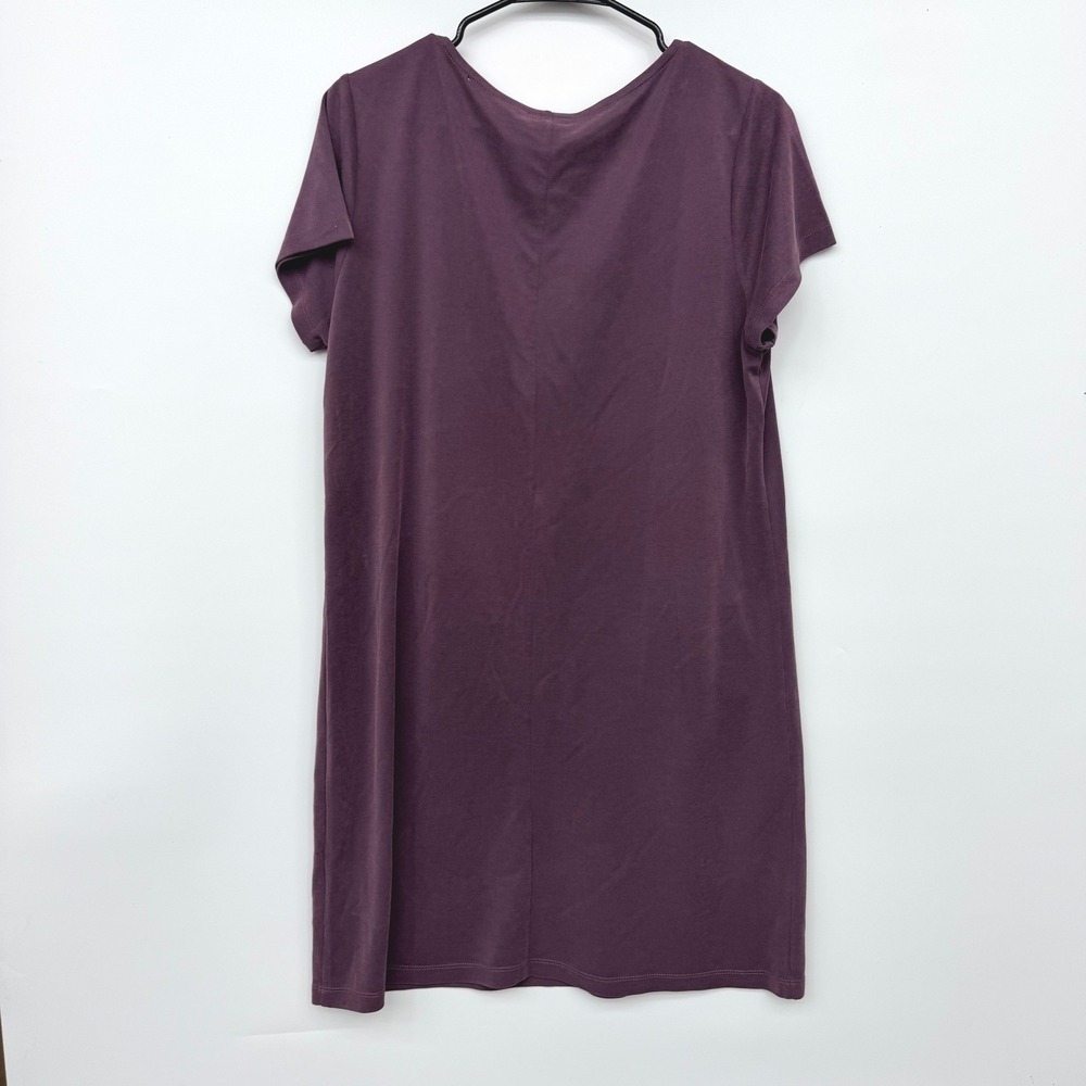 Sigrid Olsen Womens Large Plum Purple Short Sleeve Pocket T-Shirt Dress Relaxed